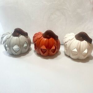 3 Pumpkin Tea Light Holders